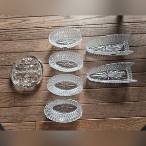 Princess House Crystal Set Of Utensil Holders With Plastic Frog